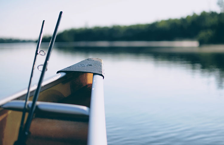 Canoe in river, near Morrisburg, Ontario